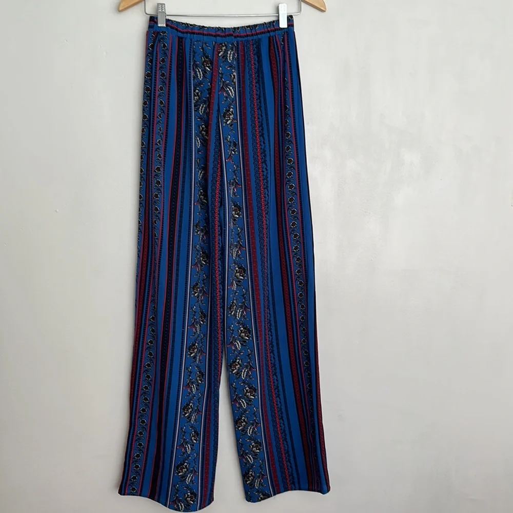 Blue Blush Marine Blue Boho Crop Top & High Waist Wide leg Pant Two Piece. - Picture 6 of 7